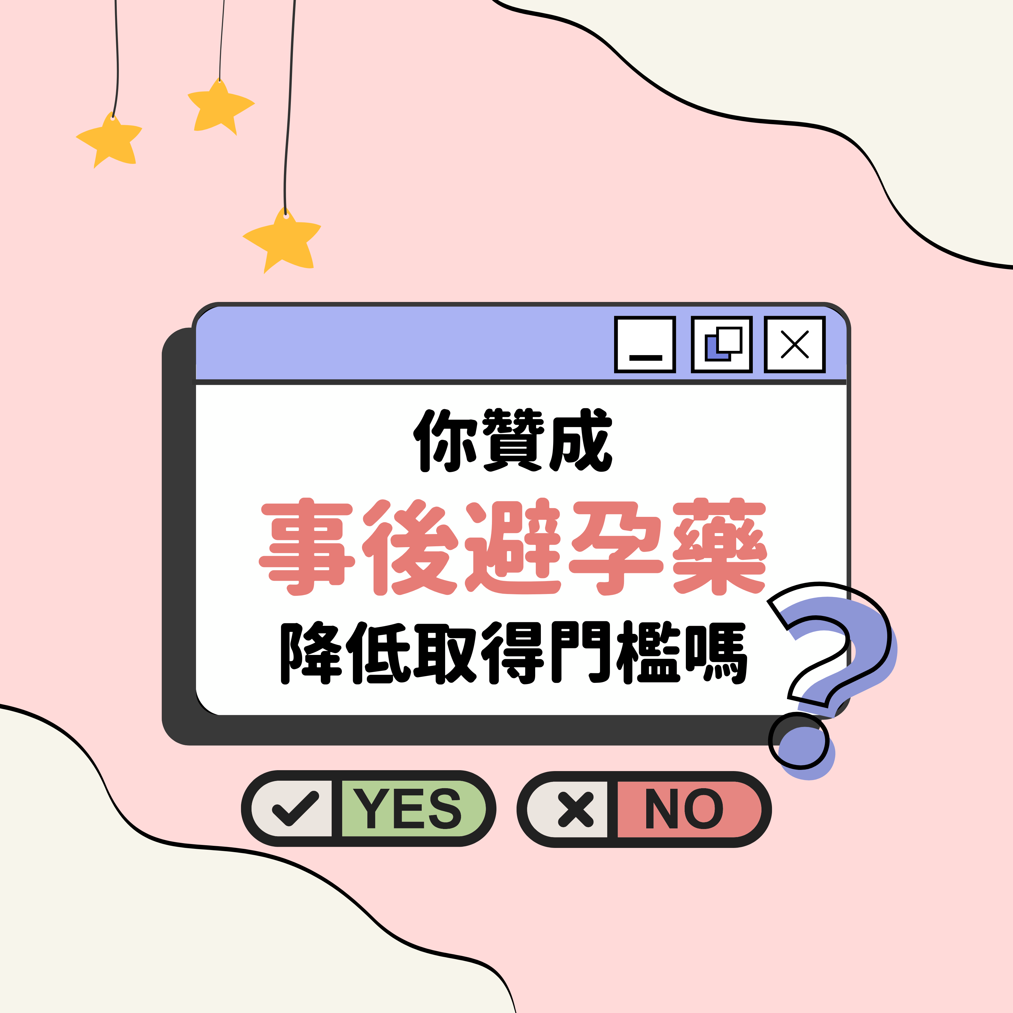 【問卷調查】你贊成事後避孕藥降低取得門檻嗎？